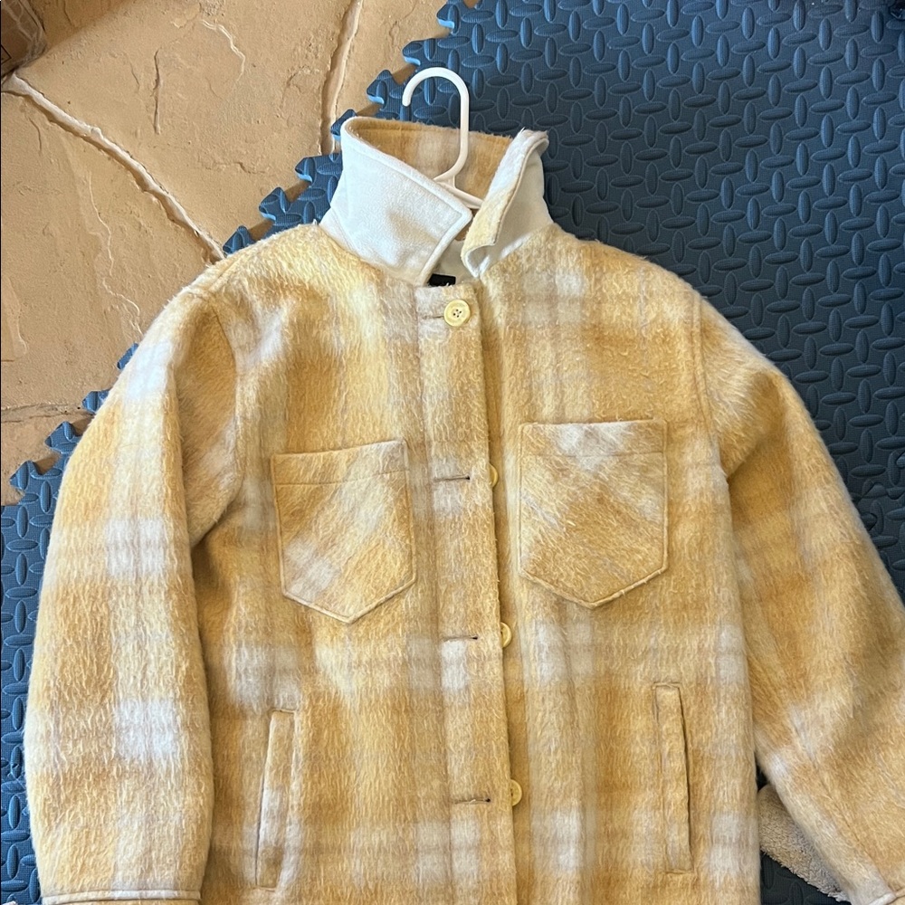 Hollister Cream Plaid Wool Jacket